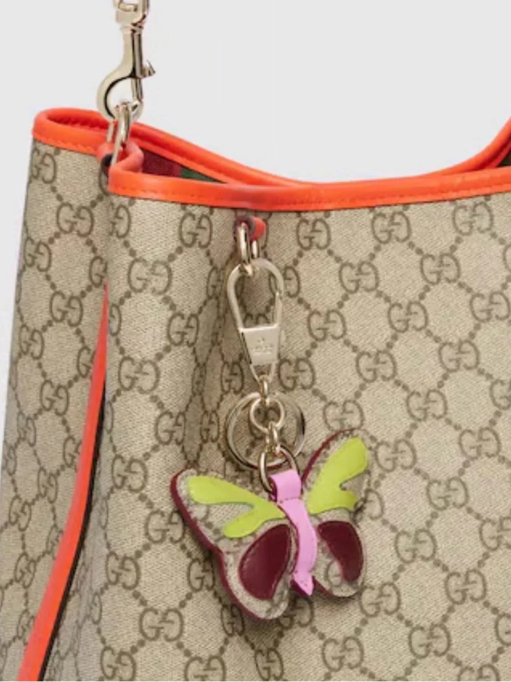 Gucci Beige GG Emblem tote medium with orange trim leather brand new 🧡 - Picture 7 of 16
